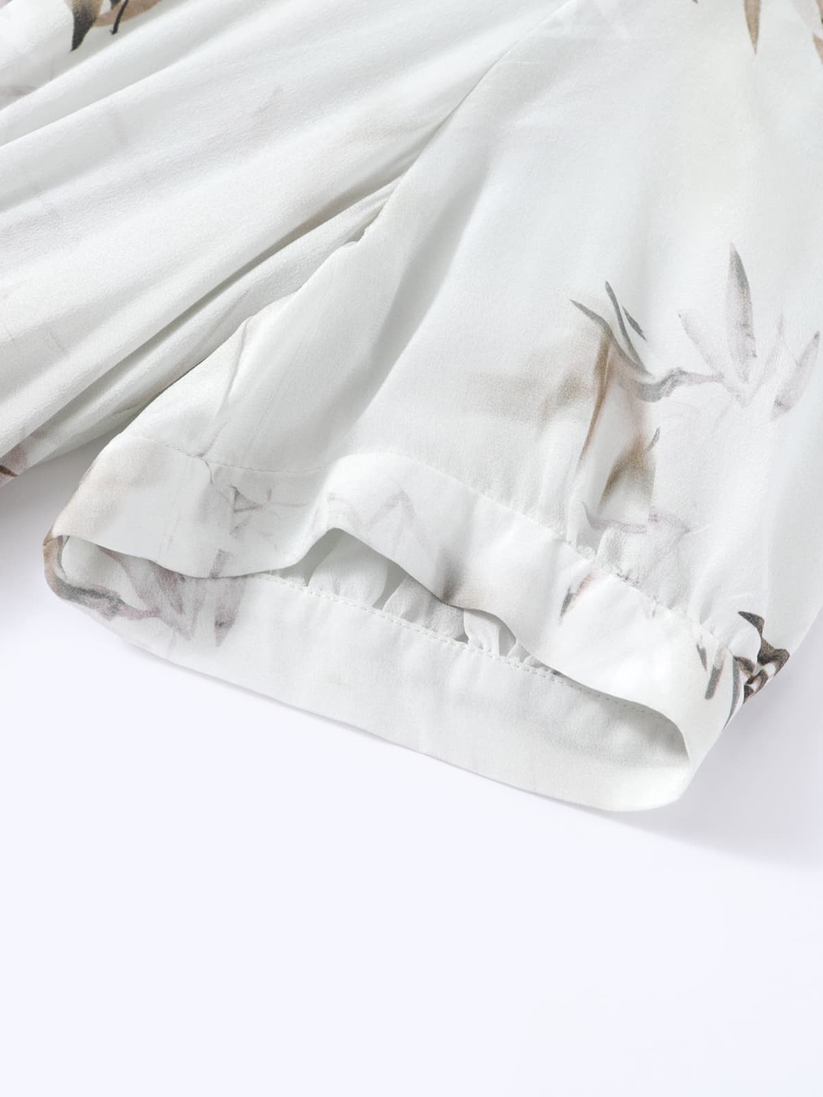 Cuff of Elegant Bamboo Pattern Mulberry Silk Dress