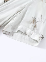 Cuff of Elegant Bamboo Pattern Mulberry Silk Dress