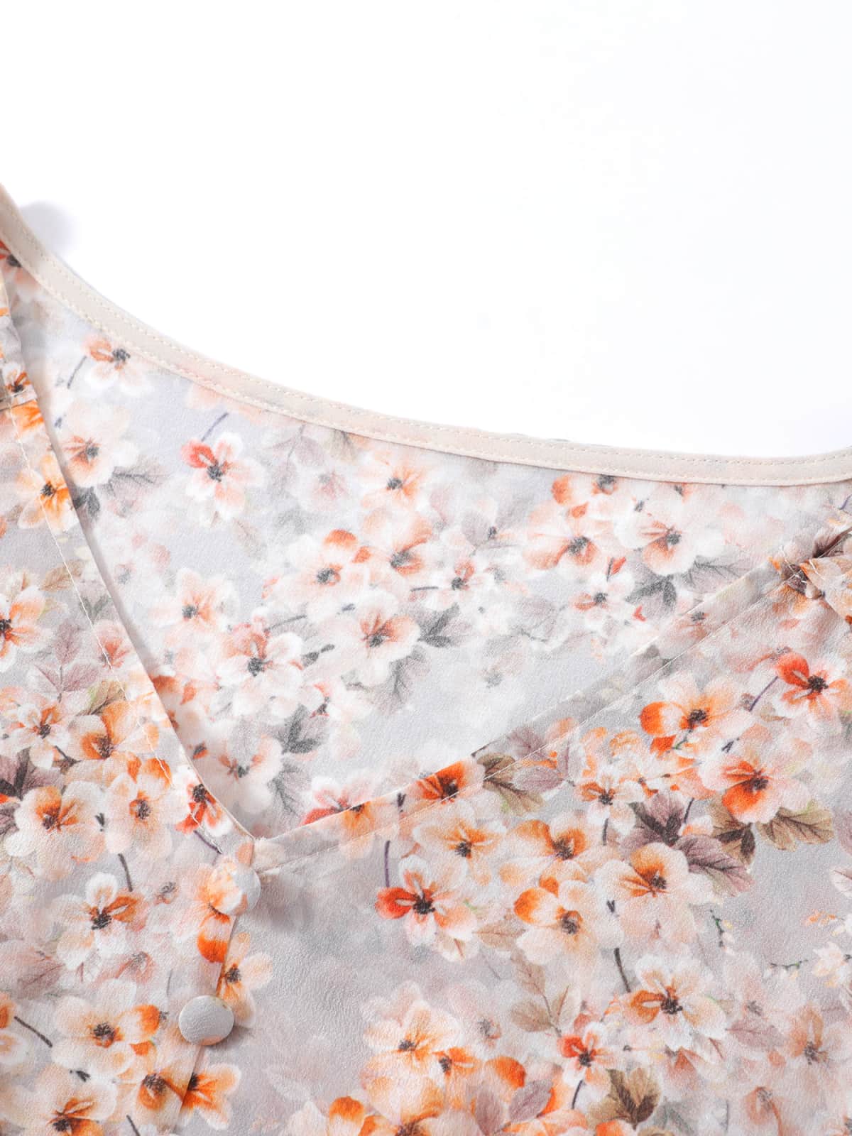 Neckline of Floral Mulberry Silk Dress For Work, Party & Travel