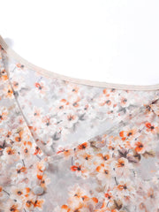 Neckline of Floral Mulberry Silk Dress For Work, Party & Travel