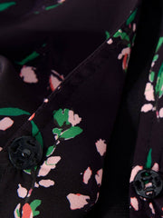 V-Neck Floral Mulberry Silk Maxi Dress waistline SILKSER
