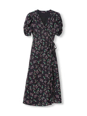 V-Neck Floral Mulberry Silk Maxi Dress SILKSER