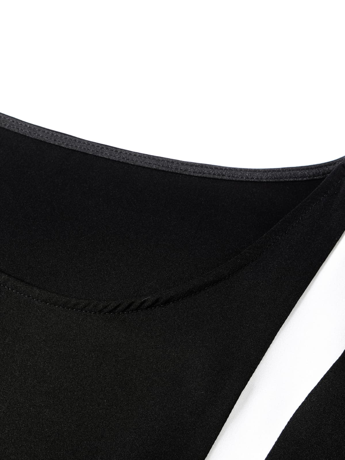 Details of Minimalist Black Silk Dress