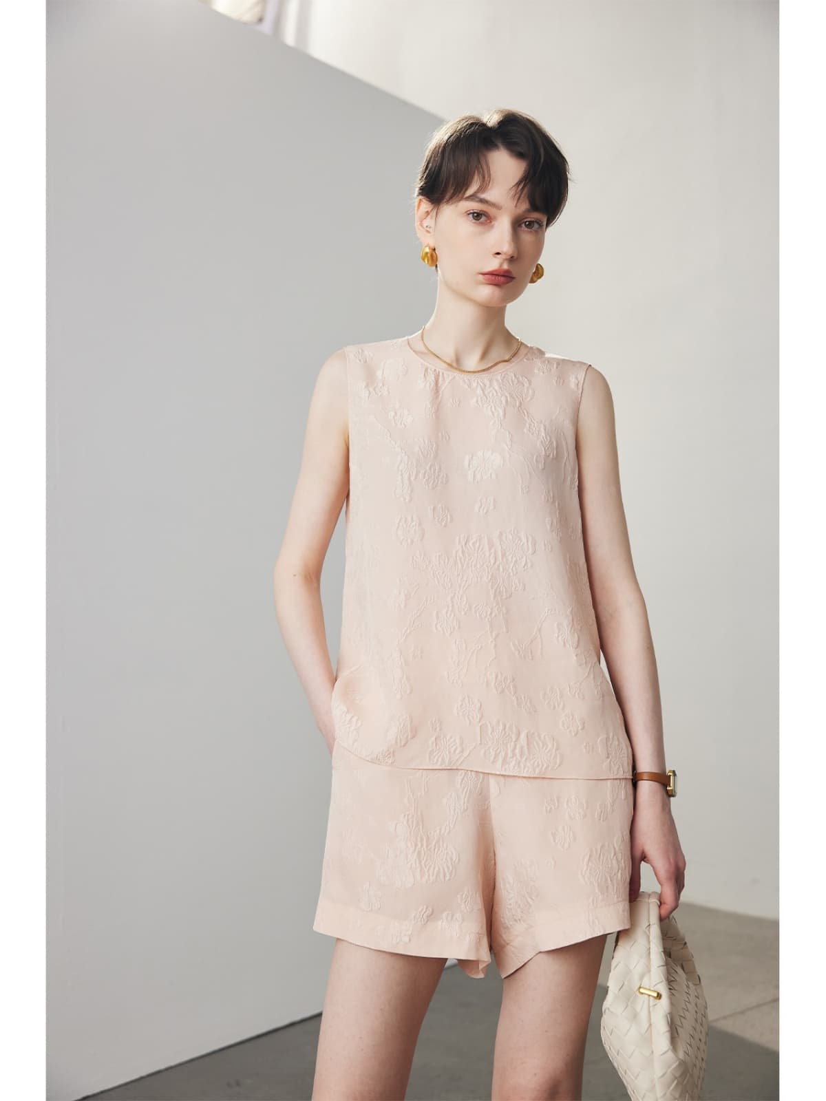 Profile of Embossed Silk Tank Top