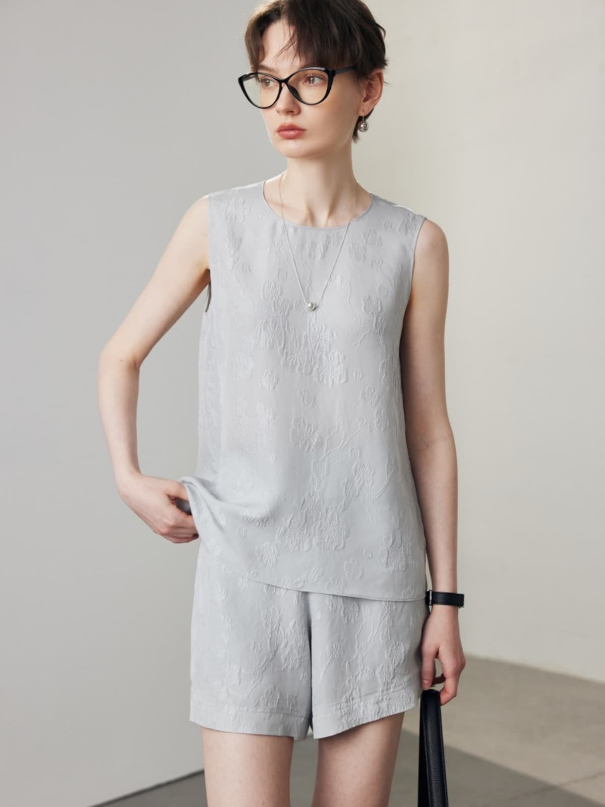 Embossed Silk Tank Top