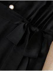The details of 2025 Black Beaded Mulberry Silk Dress