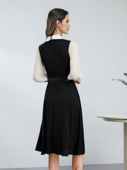 The back view of 2025 Boutique Paneled Mulberry Silk Dress
