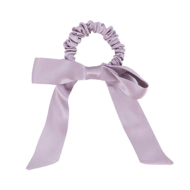 Chic Bow Silk Scrunchy Ponytail Holder - SILKSER