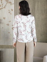 Delicate Print Silk Blouse-in white floral-back-SILKSER