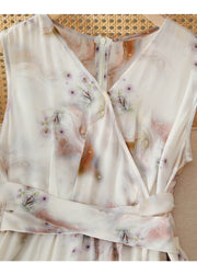 The near view of 2025 Flowy Floral Mulberry Silk Dress