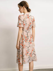 Floral Mulberry Midi Silk Dress