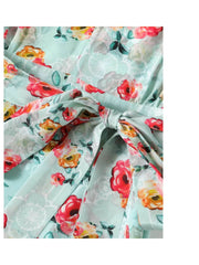 V - neck Floral Mulberry Silk Dress