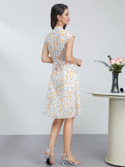 Side profile of 2025 Chic Floral Mulberry Silk Dress