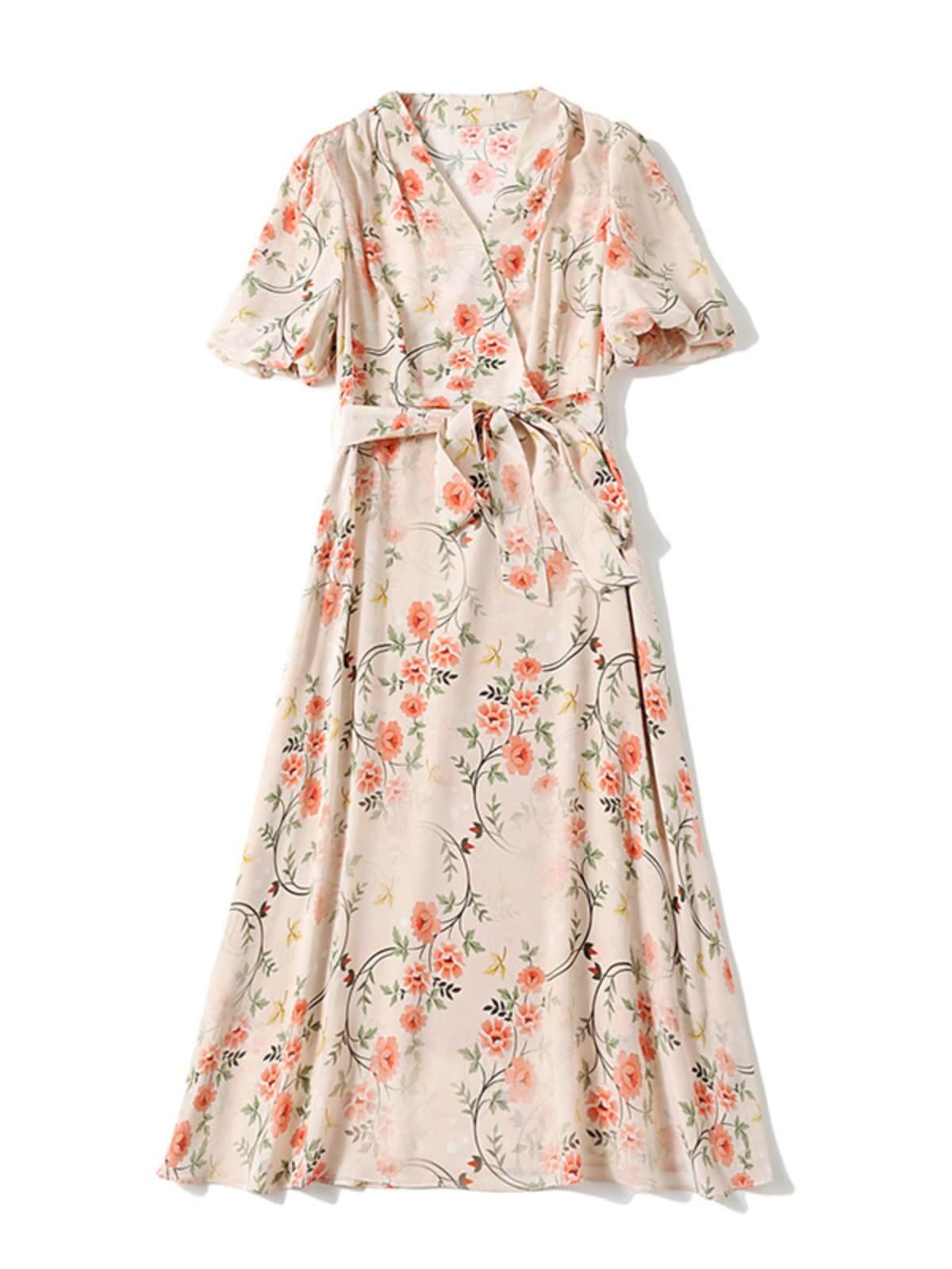 Floral Mulberry Midi Silk Dress