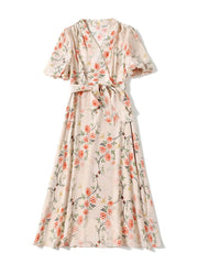 Floral Mulberry Midi Silk Dress