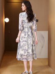 French Georgette Drawstring Silk Dress