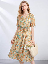 Luna Floral Mulberry Silk Midi Dress front side SILKSER