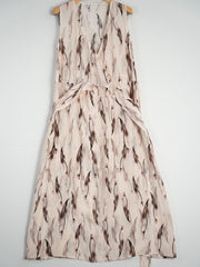Sleeveless Floral Maxi Mulberry Silk Dress displayed on a hanger with a light background.