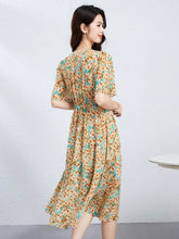 Luna Floral Mulberry Silk Midi Dress back side SILKSER