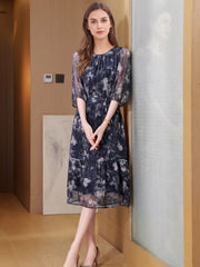Breezy Georgette Floral Silk Dress