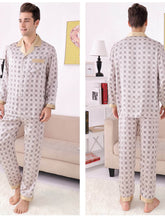 profile of men's breathable long - sleeved silk pajama set