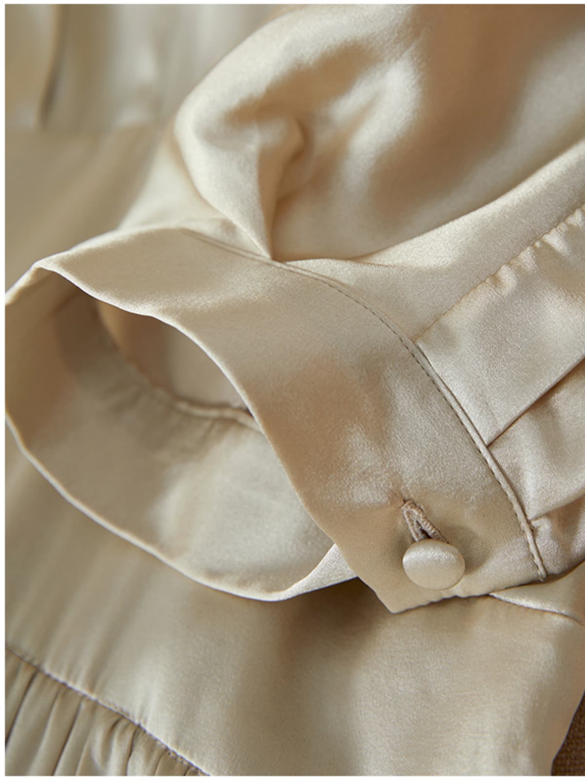 Close-up of Chic V - Neck Mulberry Silk Maxi Dress