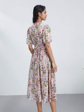 Luxury Mulberry Silk Maxi Dress featuring a floral design, mid-length, and comfortable fit for stylish elegance.
