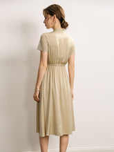 back view of Elegant Lace Beige Silk Dress