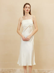 Elegant Spaghetti - Strap Pure Silk Dress