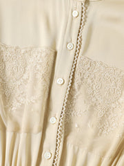 Elegant Lace Beige Silk Dress
