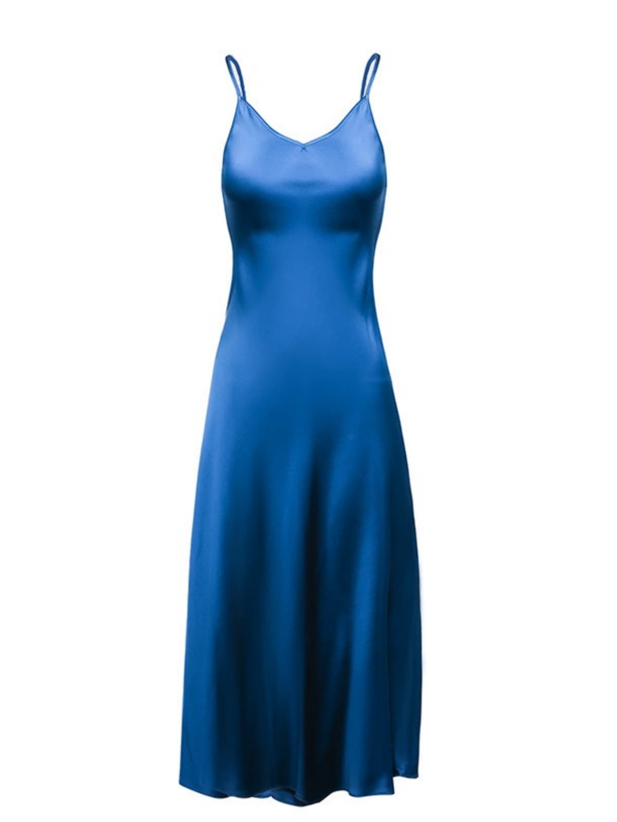 Front view of Luxury Spaghetti - Strap Pure Silk Evening Dress