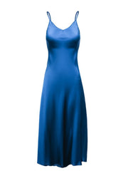 Front view of Luxury Spaghetti - Strap Pure Silk Evening Dress