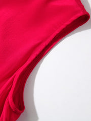 details of Red Sleeveless Silk Dress For Women