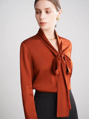 Scarf - collar Ribbon Silk Blouse