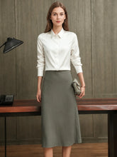 Refined Solid - Color Silk Blouse-in white-front-SILKSER
