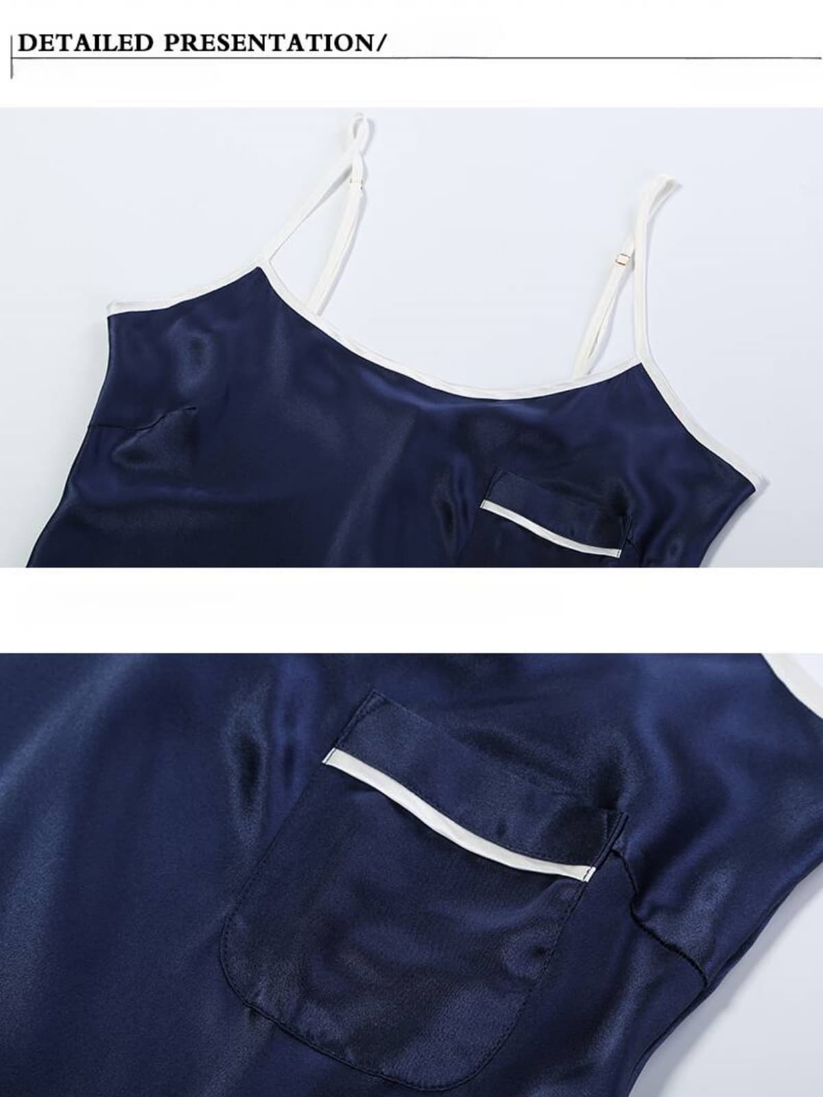 Details of Casual Round - neck Strap Silk Nightgown