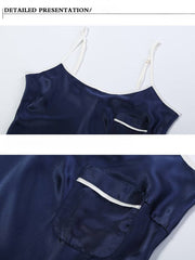 Details of Casual Round - neck Strap Silk Nightgown