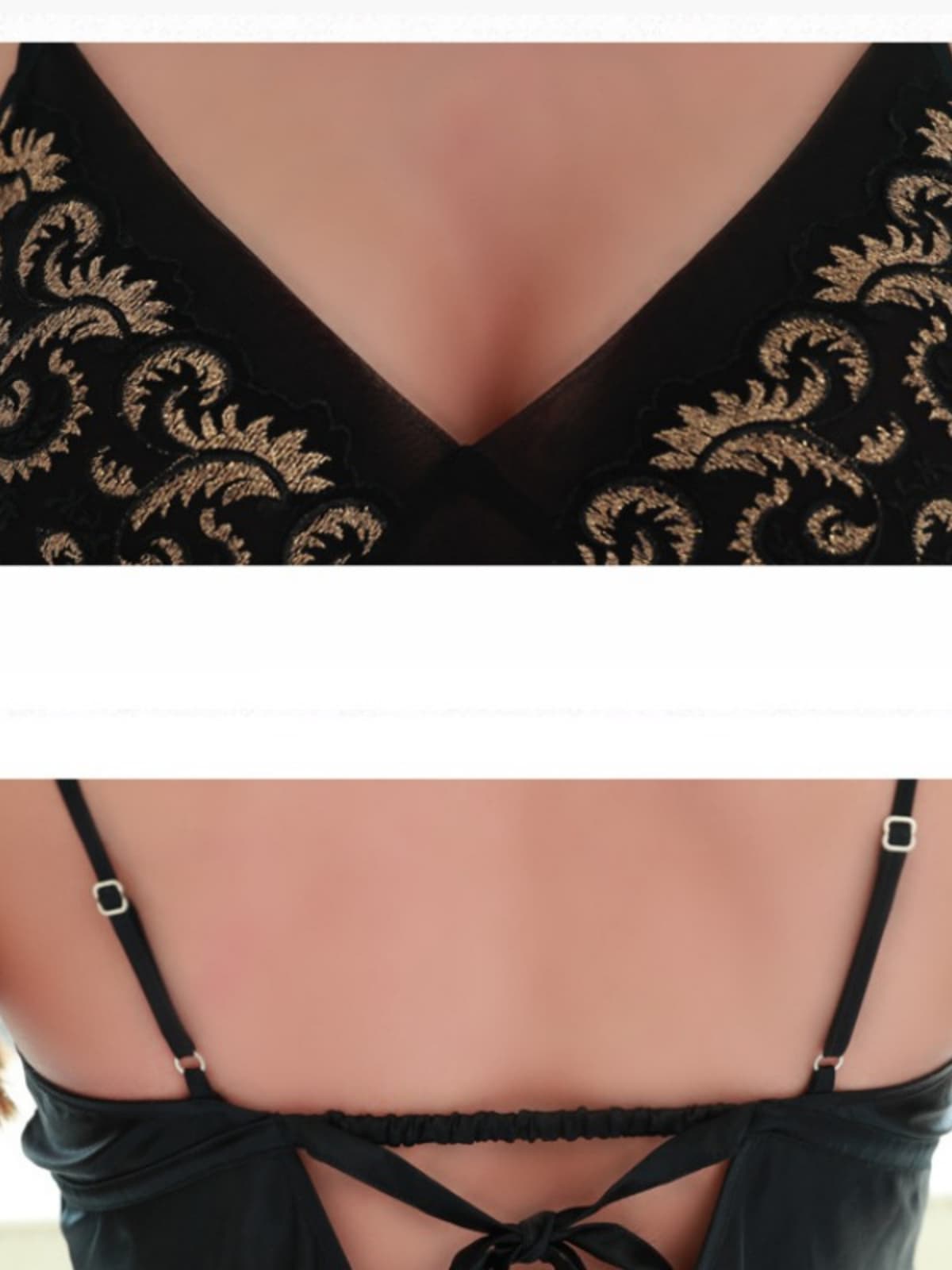 Close-up of Women's Lace Silk Nightgown - Luxurious & Breathable Sleepwear