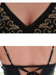 Close-up of Women's Lace Silk Nightgown - Luxurious & Breathable Sleepwear