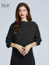 Women's Minimalist Silk Blouse in black color