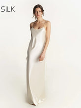 Spaghetti Strap Silk Dress Elegant in white color