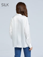 Back view of Women's Casual Silk Blouse 19MM