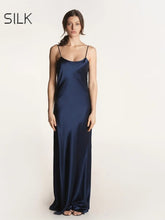 Spaghetti Strap Silk Dress Elegant in navy color