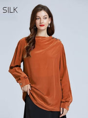 Front view of Women's Minimalist Silk Blouse