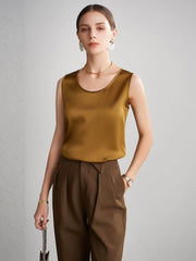 women's summer strap silk camisole in champagne