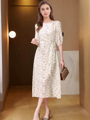 French Round Neck Mulberry Silk Dress