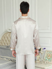 Back view of Men's Mulberry Silk Pajama Set Luxurious 22 MM