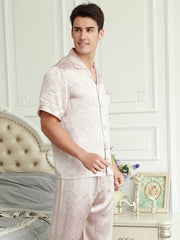 stylish short - sleeved men's silk pajamas