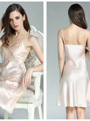 women's breathable silk lace spaghetti - strap nightgown