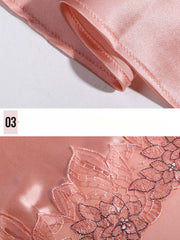 Details of women's breathable silk lace spaghetti - strap nightgown